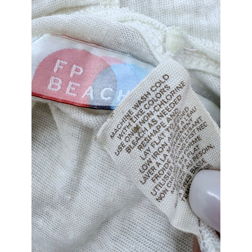 RARE Free People Beach Cream White Casual Boho Tiered Ruffle Hem Maxi Tank Dress - Picture 13 of 15